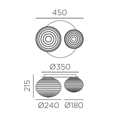 MDC CIAO Plafón de Techo 2L Latón Mate