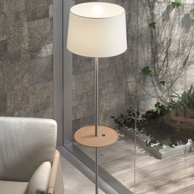 MDC ROMESA Lámpara de Pie Cromo-Blanco con USB