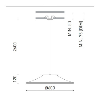 ARKOSLIGHT WARP 600 Colgante Empotrado Negro