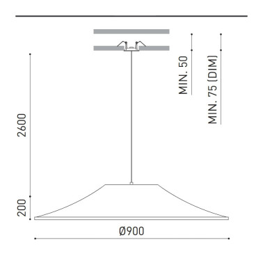 ARKOSLIGHT WARP 900 Colgante Empotrado Negro