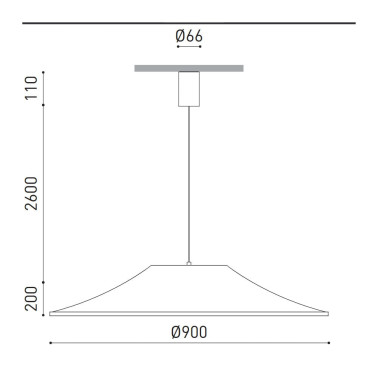 ARKOSLIGHT WARP 900 BASE Colgante Negro