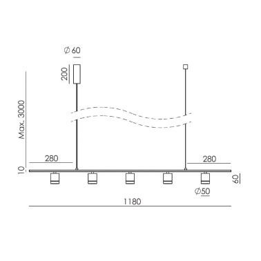 AROMAS TEA Colgante Lineal 5L Metal-Mármol