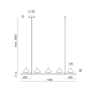 AROMAS ANZA Colgante Lineal 5L Acero-Mármol