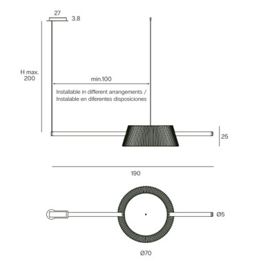 OLE LIGHTING CELESTE Colgante Horizontal 190