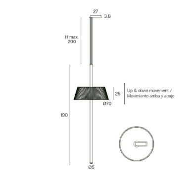 OLE LIGHTING CELESTE Colgante Vertical 190