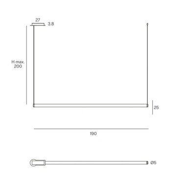 OLE LIGHTING CELESTE Tubo Colgante Horizontal 190