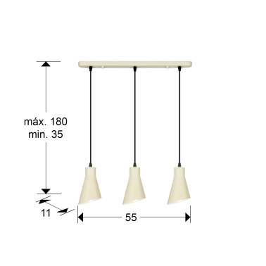 I3 BERA Colgante Crema Lineal 3L