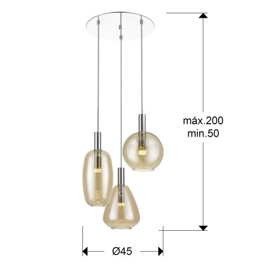I3 NARA Colgante Cromo 3L