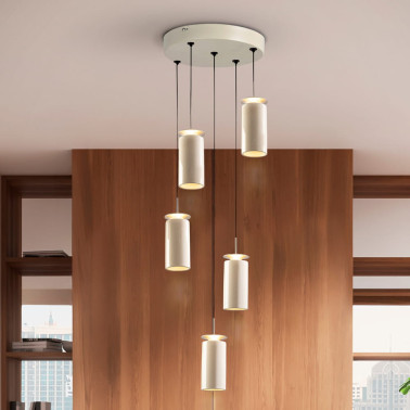 SCHULLER ALFARA Lámpara Colgante 5L Crema