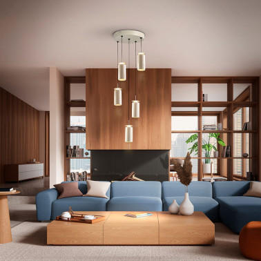 SCHULLER ALFARA Lámpara Colgante 5L Crema