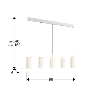 SCHULLER ALFARA Colgante Lineal 5L Crema