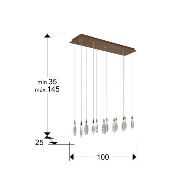 SCHULLER LÁGRIMAS Colgante Lineal 12L Oro Rosa
