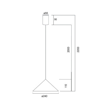MANTRA CONO 240 Colgante Negro 10W