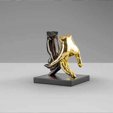 SCHULLER MANOS Figura Gris Plomo-Oro 18x20