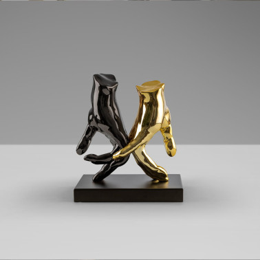 SCHULLER MANOS Figura Gris Plomo-Oro 18x20