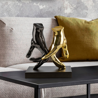 SCHULLER MANOS Figura Gris Plomo-Oro 18x20