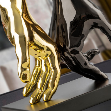 SCHULLER MANOS Figura Gris Plomo-Oro 18x20