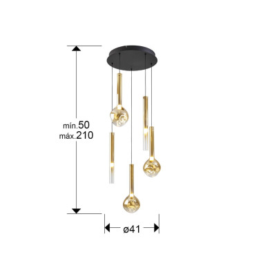 SCHULLER ESSENZA Colgante 5L Negro-Ámbar