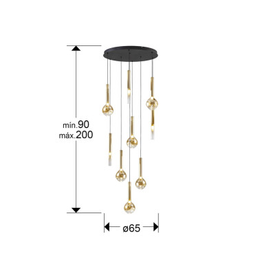 SCHULLER ESSENZA Colgante 9L Negro-Ámbar