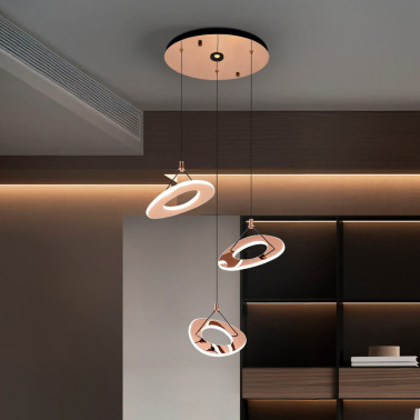 SCHULLER MIRENA Lámpara Colgante 3L Oro Rosa