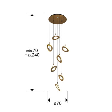 SCHULLER MIRENA Lámpara Colgante 7L Oro Rosa
