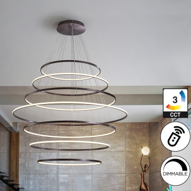 SCHULLER ODESSA Lámpara Colgante 7 Aros Bronce Oscuro