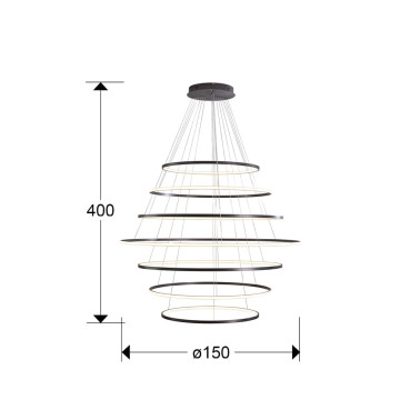 SCHULLER ODESSA Lámpara Colgante 7 Aros Bronce Oscuro