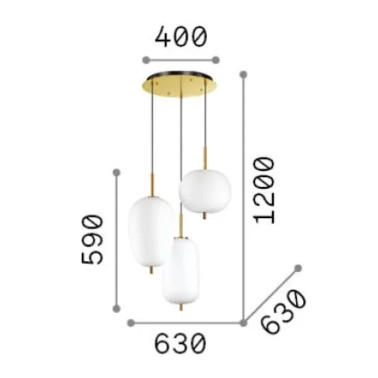 IDEAL LUX UMILE SP3 Colgante 3L Oro/Blanco