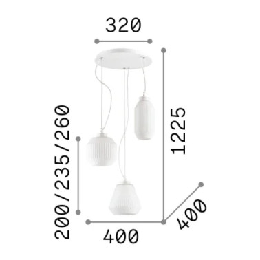 IDEAL LUX ORIGAMI SP3 Colgante 3L Blanco