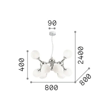 IDEAL LUX NODI SP9 Lámpara Colgante 9L Cromo-Opal