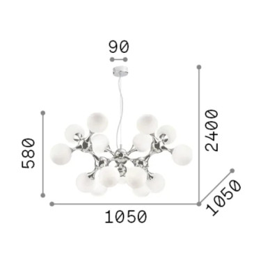 IDEAL LUX NODI SP15 Colgante 15L Latón-Opal