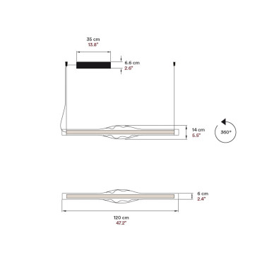 LZF DUNE HORIZONTAL Colgante de Vidrio de Borosilicato