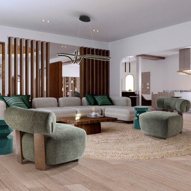 SCHULLER NAOMI Butaca Nogal-Verde Jaspeado