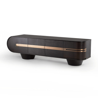 SCHULLER LUCA Mueble TV Roble Oscuro-Oro Rosa