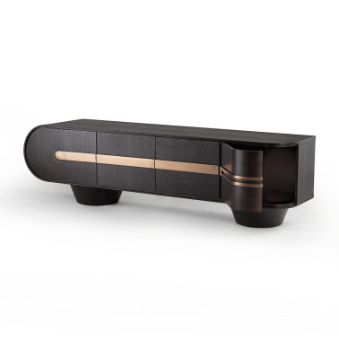 SCHULLER LUCA Mueble TV Roble Oscuro-Oro Rosa