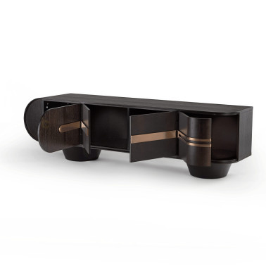 SCHULLER LUCA Mueble TV Roble Oscuro-Oro Rosa
