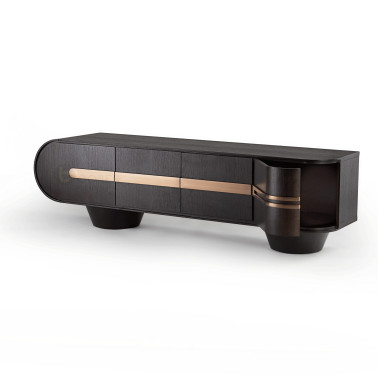 SCHULLER LUCA Mueble TV Roble Oscuro-Oro Rosa