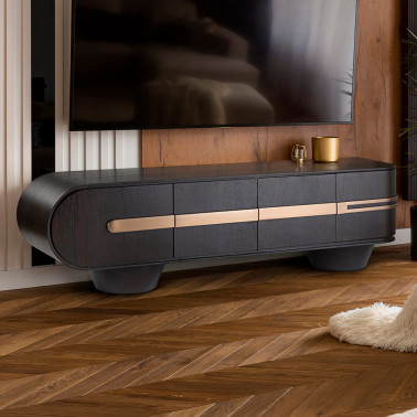 SCHULLER LUCA Mueble TV Roble Oscuro-Oro Rosa