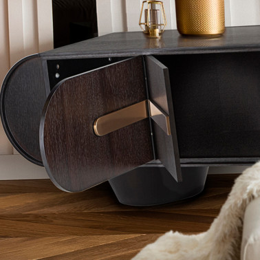 SCHULLER LUCA Mueble TV Roble Oscuro-Oro Rosa