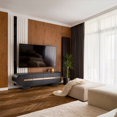 SCHULLER LUCA Mueble TV Roble Oscuro-Oro Rosa