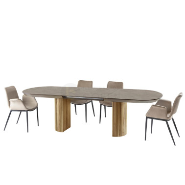 SCHULLER IRATI Mesa Comedor Piedra-Madera