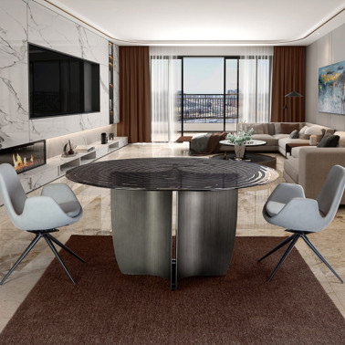 SCHULLER NIGHT Mesa de Comedor Gris Plomo Ø150
