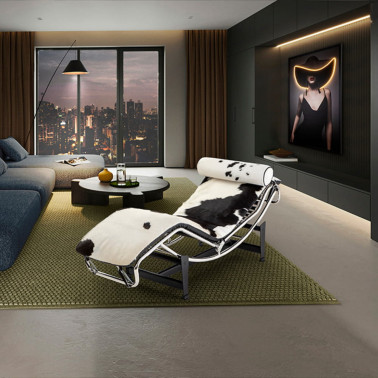 SCHULLER LECO Diván Piel Vaca Blanco-Negro