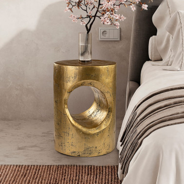 SCHULLER HOLE Mesa Auxiliar Dorada