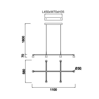 MANTRA ÁFRICA Led Colgante Negro 6L