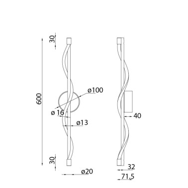MANTRA FUGAZ Aplique LED Negro