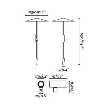 FARO CLAP 630 Estaca Marrón Óxido con Pantalla 230V 3000K