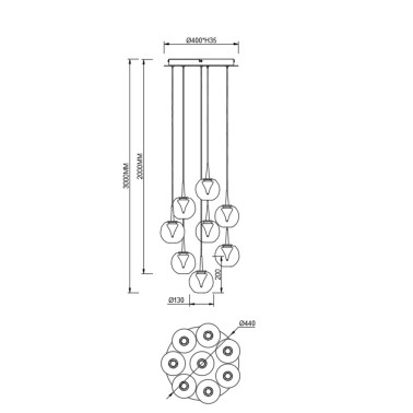 MANTRA ANDROMEDA Led Colgante Cristal 8L