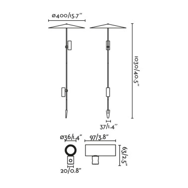 FARO CLAP 1030 Estaca Marrón Óxido con Pantalla 24V 3000K