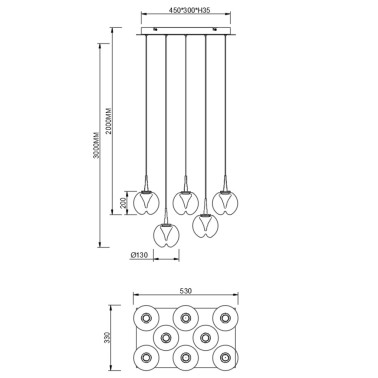MANTRA ANDROMEDA Led Colgante Cristal 8L Rectangular